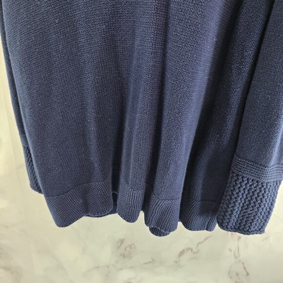 Foxcroft Sweater Womens XL Navy Cardigan Cotton Snap Button Up Crochet Sleeve - Picture 9 of 12